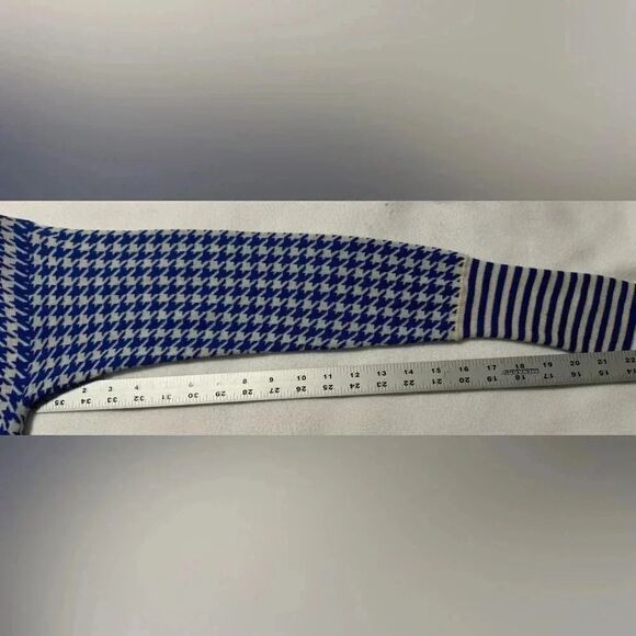 Kier + J 100% Cashmere Sweater | Blue and White Houndsthooth print | Size xl - Picture 9 of 11